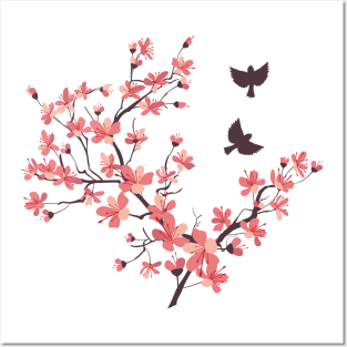Cherry Blossom Bird Blast! Posters and Art